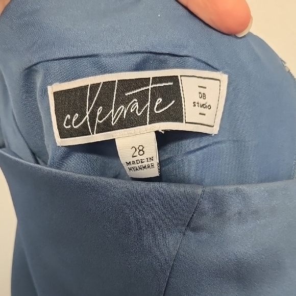 Elegant Blue Satin Dress - Picture 3 of 4